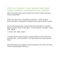 LETRS Unit 5 Session 5: Exam Questions with Correct Answers Graded A+ Guaranteed Success 2