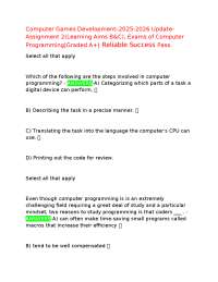 Computer Games Development–2025-2026 Update-Assignment 2(Learning Aims B&C), Exams of Comp