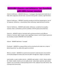 IMED1004 Vitamins and deficiency Test Questions with 100% Correct Solutions