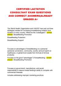CERTIFIED LACTATION CONSULTANT EXAM QUESTIONS AND CORRECT ANSWERS|ALREADY GRADED A+