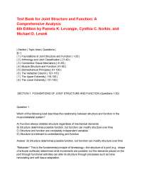 Test Bank for Joint Structure and Function_ A Comprehensive Analysis 6th Edition by Pamela