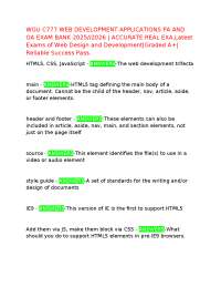 WGU C777 WEB DEVELOPMENT APPLICATIONS PA AND OA EXAM BANK 2025//2026 | ACCURATE REAL EXA,L