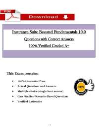 Insurance Suite Fundamentals 10.0 Questions & Answers (2026/2027) | IT | PDF