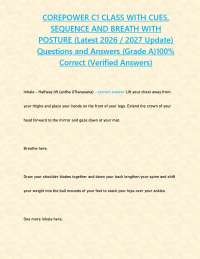 COREPOWER C1 CLASS WITH CUES, SEQUENCE AND BREATH WITH POSTURE (Latest 2026 2027 Update) Q