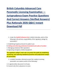British Columbia Advanced Care Paramedic Licensing Examination — Jurisprudence Exam Prac