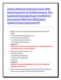 Virginia Electrical Contractor Exam With Actual Questions & Verified Answers, Plus Explain