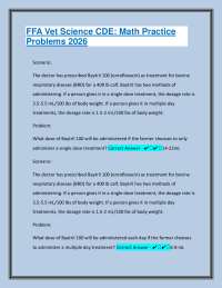 FFA Vet Science CDE: Math Practice Problems 2026 Unlock Exam Success Questions & Answers