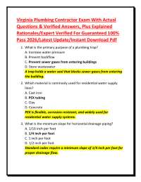 Virginia Plumbing Contractor Exam With Actual Questions & Verified Answers, Plus Explained