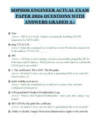 SOPHOS ENGINEER ACTUAL EXAM PAPER 2026 QUESTIONS WITH ANSWERS GRADED A+