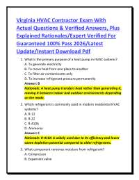 Virginia HVAC Contractor Exam With Actual Questions & Verified Answers, Plus Explained Rat