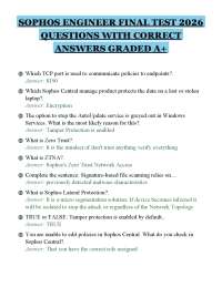 SOPHOS ENGINEER FINAL TEST 2026 QUESTIONS WITH CORRECT ANSWERS GRADED A+