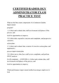 CERTIFIED RADIOLOGY ADMINISTRATOR EXAM PRACTICE TEST