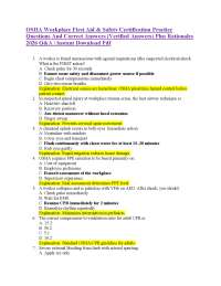 OSHA Workplace First Aid & Safety Certification Practice Questions And Correct Answers (V