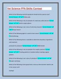 Vet Science FFA Skills Contest Guaranteed Pass Guide: Real Exam Questions & Expert Answers