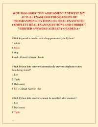 WGU E010 OBJECTIVE ASSESSMENT 2 NEWEST 2026 ACTUAL EXAM| E010 FOUNDATIONS OF PROGRAMMING