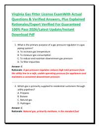 Virginia Gas Fitter License ExamWith Actual Questions & Verified Answers, Plus Explained R