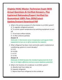 Virginia HVAC Master Technician Exam With Actual Questions & Verified Answers, Plus Explai