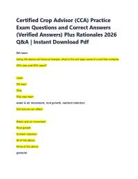 Certified Crop Advisor (CCA) Practice Exam Questions and Correct Answers (Verified Answe