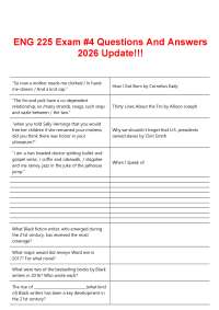 ENG 225 Exam # 4 Questions And Answers 2026 Update!!!