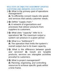 WGU D545 OA Exam Updated Questions and Answers Study Guide 2026