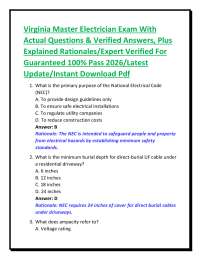 Virginia Master Electrician Exam With Actual Questions & Verified Answers, Plus Explained