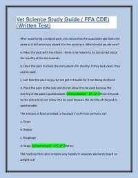 Vet Science Study Guide ( FFA CDE) (Written Test) Repeated Questions & Verified Answers