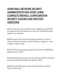 SONICWALL NETWORK SECURITY ADMINISTRATOR 2026 STUDY GUIDE COMPLETE FIREWALL CONFIGURATION
