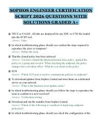 SOPHOS ENGINEER CERTIFICATION SCRIPT 2026 QUESTIONS WITH SOLUTIONS GRADED A+