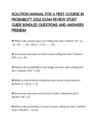 SOLUTION MANUAL FOR A FIRST COURSE IN PROBABILITY 2026 EXAM REVIEW STUDY GUIDE BUNDLED QUE