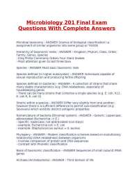 Microbiology 201 Final Exam Questions With Complete Answers.