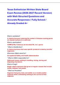 Texas Esthetician Written State Board Exam Review (2026-2027) with Questions & Answers