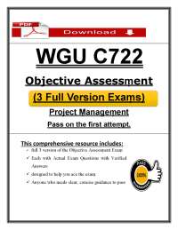 WGU C722 Project Management (PDF) | (2026/2027) Exam Questions | Objective Assessment