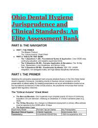 Ohio Dental Hygiene Jurisprudence Test Bank - OSDB Laws & 2026/2027 Clinical Standards