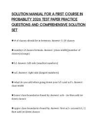 SOLUTION MANUAL FOR A FIRST COURSE IN PROBABILITY 2026 TEST PAPER PRACTICE QUESTIONS AND C