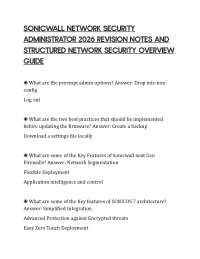 SONICWALL NETWORK SECURITY ADMINISTRATOR 2026 REVISION NOTES AND STRUCTURED NETWORK SECURI