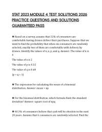 STAT 2023 MODULE 4 TEST SOLUTIONS 2026 PRACTICE QUESTIONS AND SOLUTIONS GUARANTEED PASS