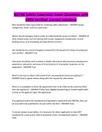 NATMI Safety Supervisor Exam Questions with 100% Verified Correct Solutions