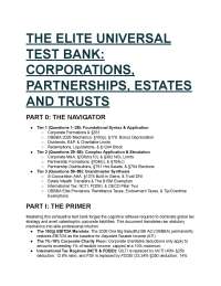 Elite Tax Test Bank 2026/2027: Corp, Partnership, Estates & Trusts | OBBBA Solutions