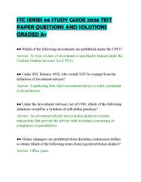 STC SERIES 66 STUDY GUIDE 2026 TEST PAPER QUESTIONS AND SOLUTIONS GRADED A+