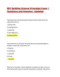 BPI Building Science Principles Exam | Questions and Answers| Updated