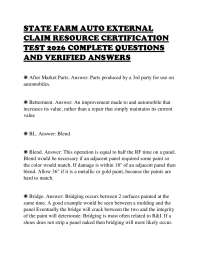STATE FARM AUTO EXTERNAL CLAIM RESOURCE CERTIFICATION TEST 2026 COMPLETE QUESTIONS AND VER