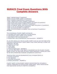 NUR425 Final Exam Questions With Complete Answers.