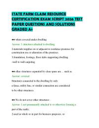 STATE FARM CLAIM RESOURCE CERTIFICATION EXAM SCRIPT 2026 TEST PAPER QUESTIONS AND SOLUTION