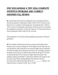 STAT 2023 MODULE 4 TEST 2026 COMPLETE STATISTICS PROBLEMS AND CORRECT ANSWERS FULL REVIEW