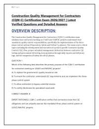 Construction Quality Management for Contractors (CQM-C) Certification Exam 2026/2027 | Q&A