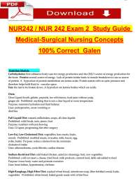 NUR242 / NUR 242 Exam 2 Study Guide Medical-Surgical Nursing Concepts 100% Correct G