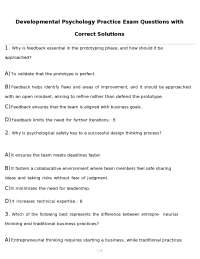 Developmental Psychology Practice Exam Questions with Correct Solutions