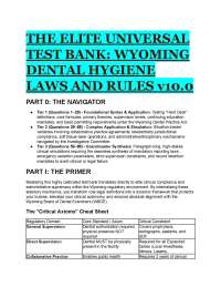 2026/2027 Wyoming Dental Hygiene Jurisprudence Laws Exam Test Bank & Practice Rules