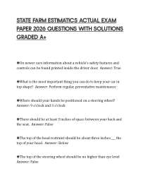 STATE FARM ESTIMATICS ACTUAL EXAM PAPER 2026 QUESTIONS WITH SOLUTIONS GRADED A+