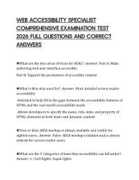 WEB ACCESSIBILITY SPECIALIST COMPREHENSIVE EXAMINATION TEST 2026 FULL QUESTIONS AND CORREC